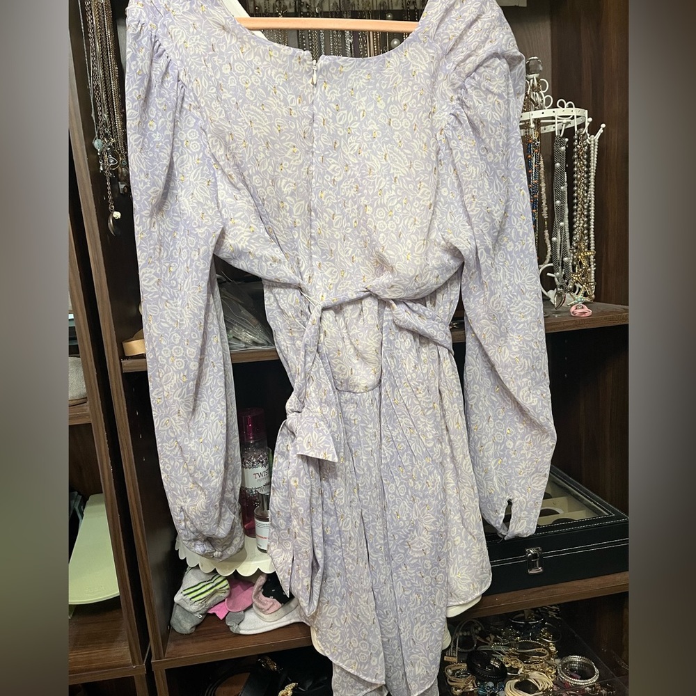 Long sleeve romper from express xl purple with gold accents zipper back